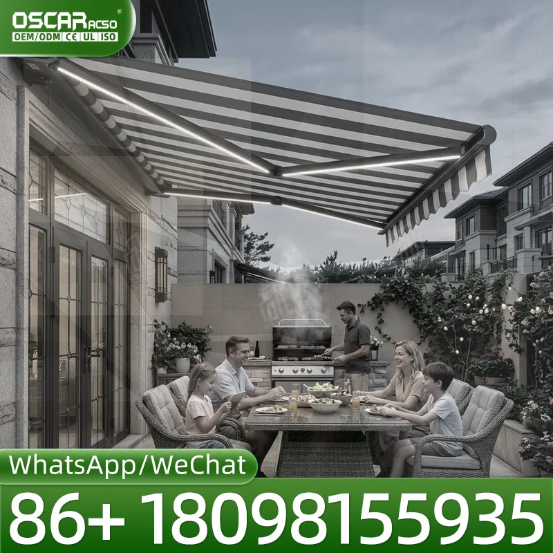 Automatic Retractable Aluminum Awning 7x4m/6x4m Waterproof Sunshade for Shop Electric/Manual UV Protection Retractable Awning