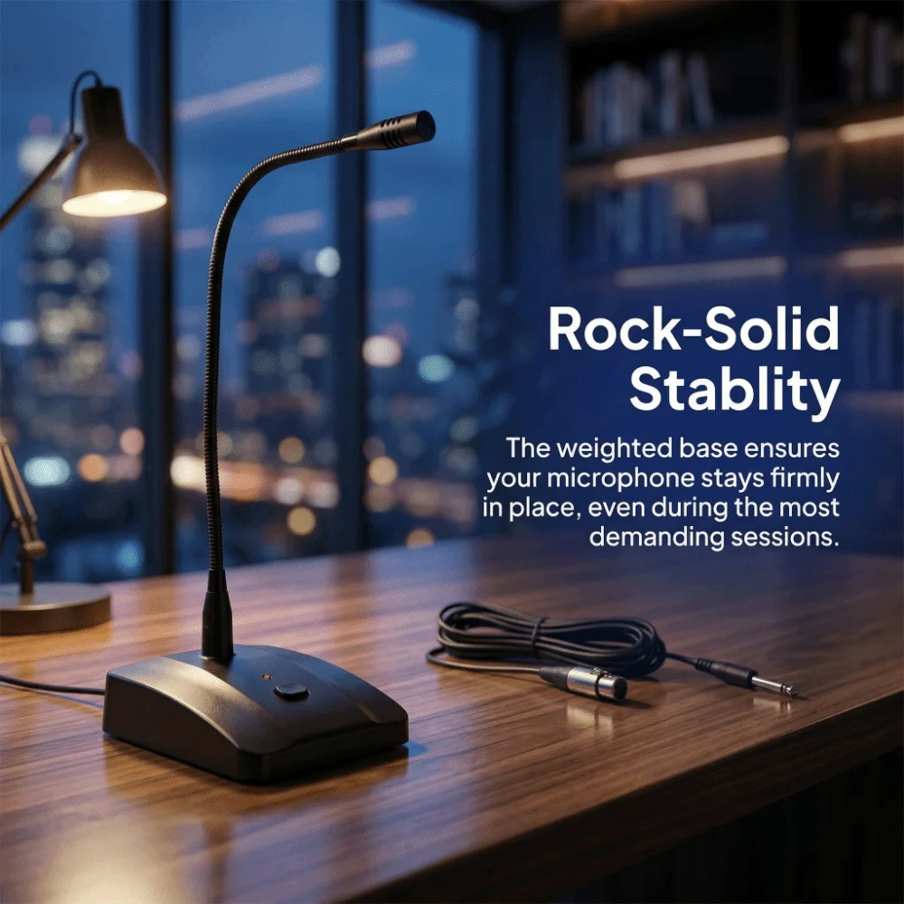 

Настольный проводной микрофон с кнопкой отключения звука 360 ° Регулируемый микрофон с гибкой стойкой в форме сердца, 3-контактный XLR на 6,35 мм