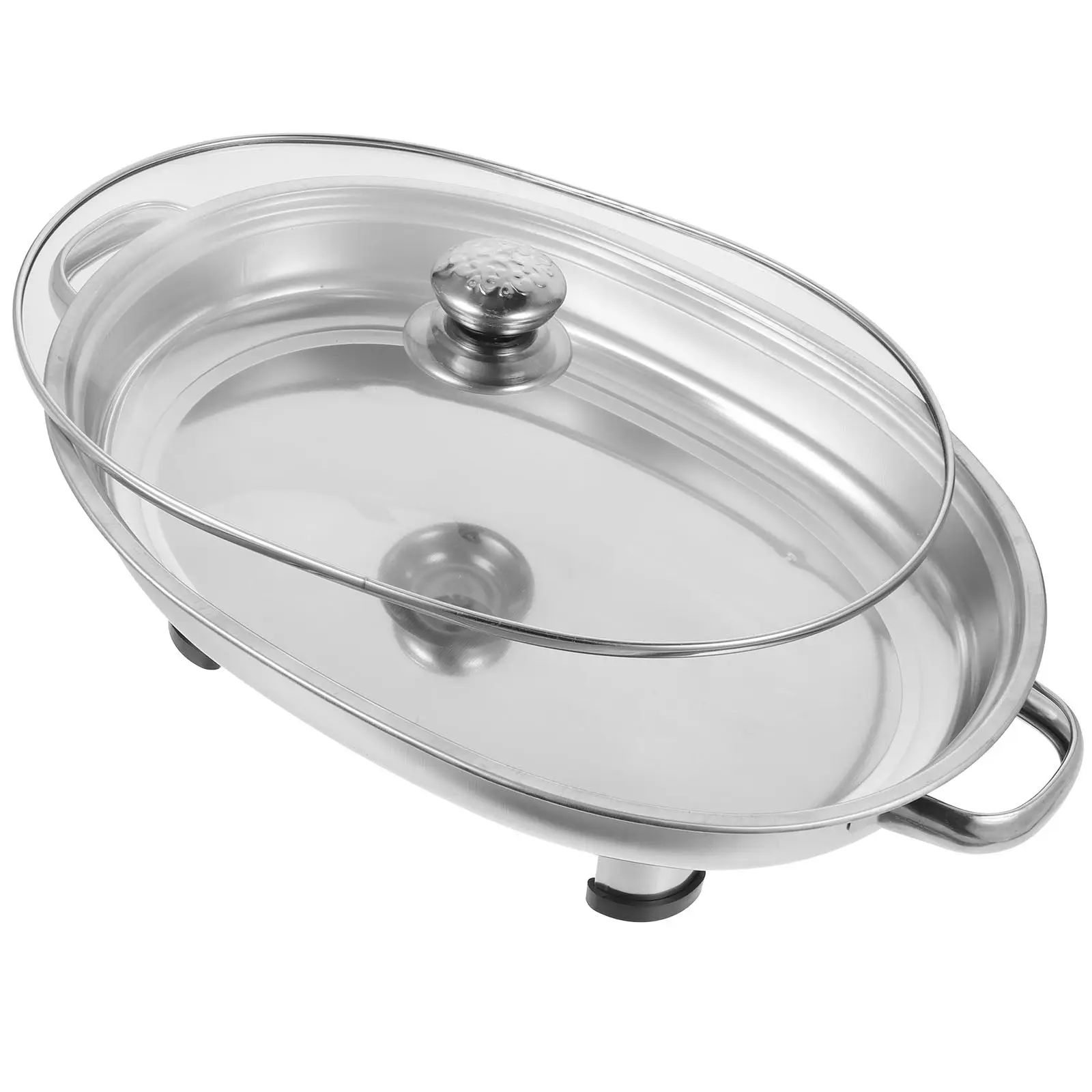 Premium Stainless Steel Elliptical Buffet Tray Grilled Holder Polished Surface Anti Cracking Anti Falling Buffet
