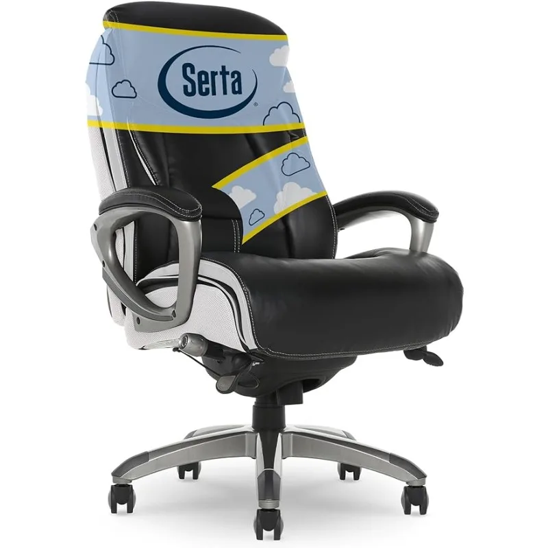 Serta Executive Office Smart Layers Technology Leather and Mesh Ergonomic Computer Chair with Contoured Lumbar and Desk Chairs