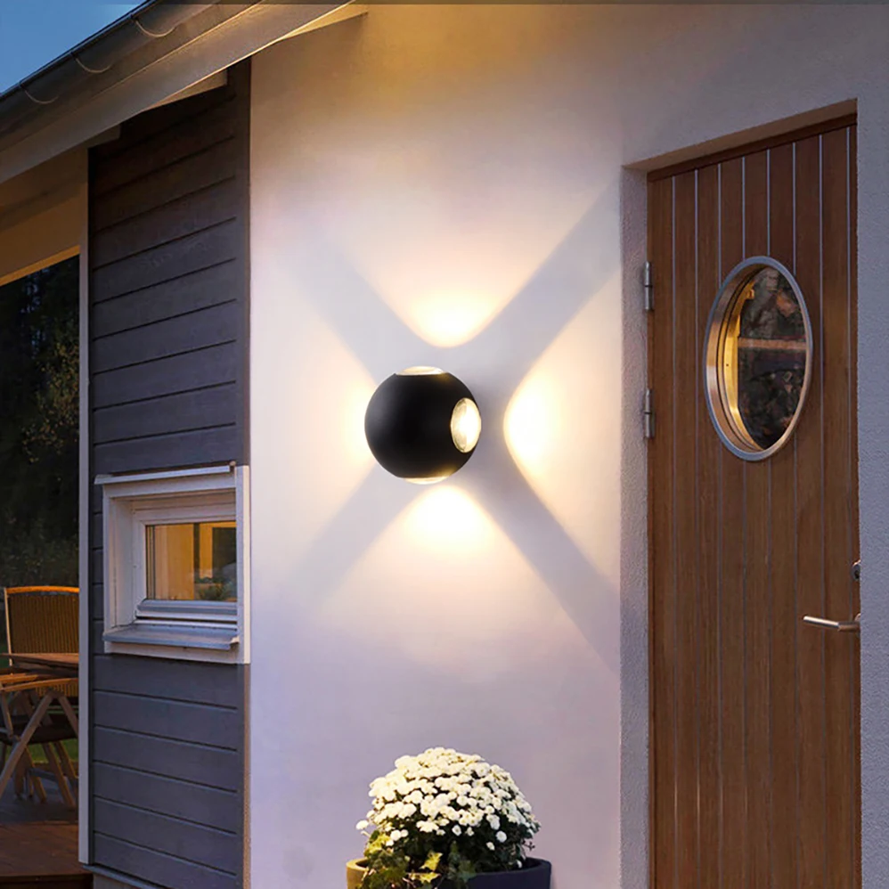 AC85-265V 12W Spherical LED Wall Lamp Indoor and Outdoor IP65 Waterproof Modern Style LED Lamp with 3 Years Warranties