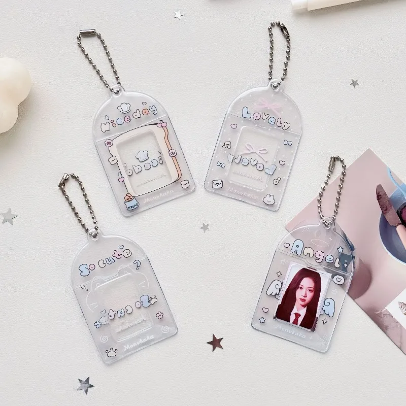 Kawaii Clear Card Holder for Kpop Photos Cute Wings Design Cover Case for Idol Card Storage Korean Fashion Photoacrd Protector