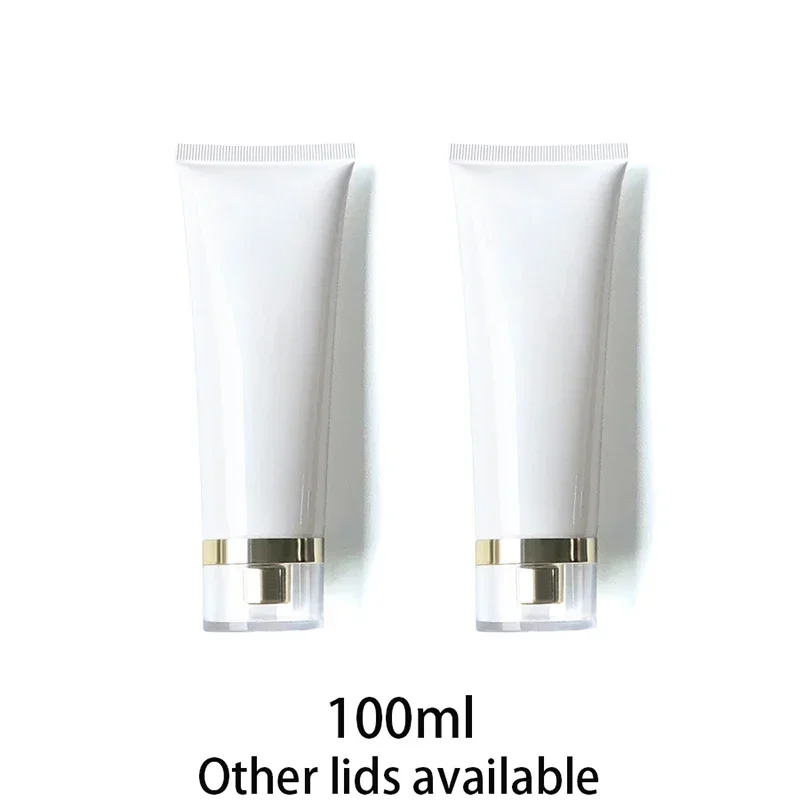 100ml White Plastic Squeeze Tube 100g Cosmetic Container Refillable Cleanser Lotion Cream Soft Bottle Empty Travel Packaging