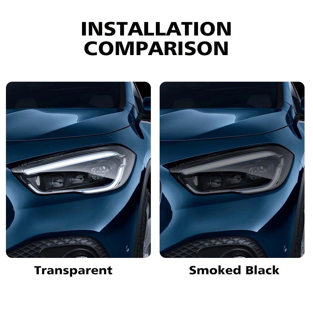 TPU Car Headlight Protective Film For Mercedes Benz GLA GLB PPF Pre Cut Anti-Scratch Vinyl Wrap Kit Smoke Black High-Gloss Film