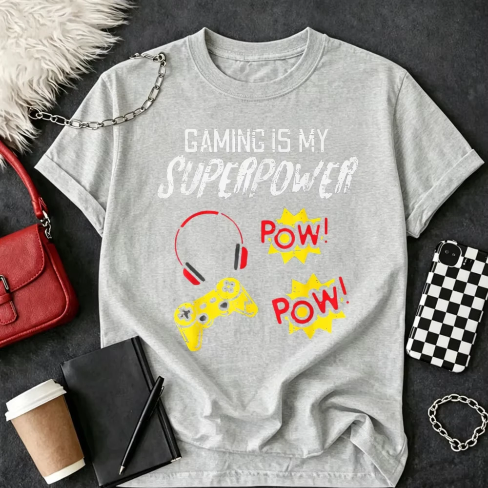Gamer Shirts Video Games Women Girls Gift Gaming Is My Superpower Funny Gamer Men Boys Youth Teen T-Shirt Breathable Tees