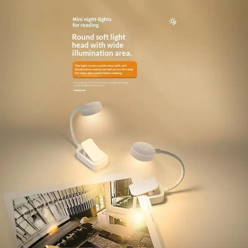 Clip On LED Reading Lamp USB Rechargeable Mini Eye Protection Book Light for Book Lovers Daily Reading Gift