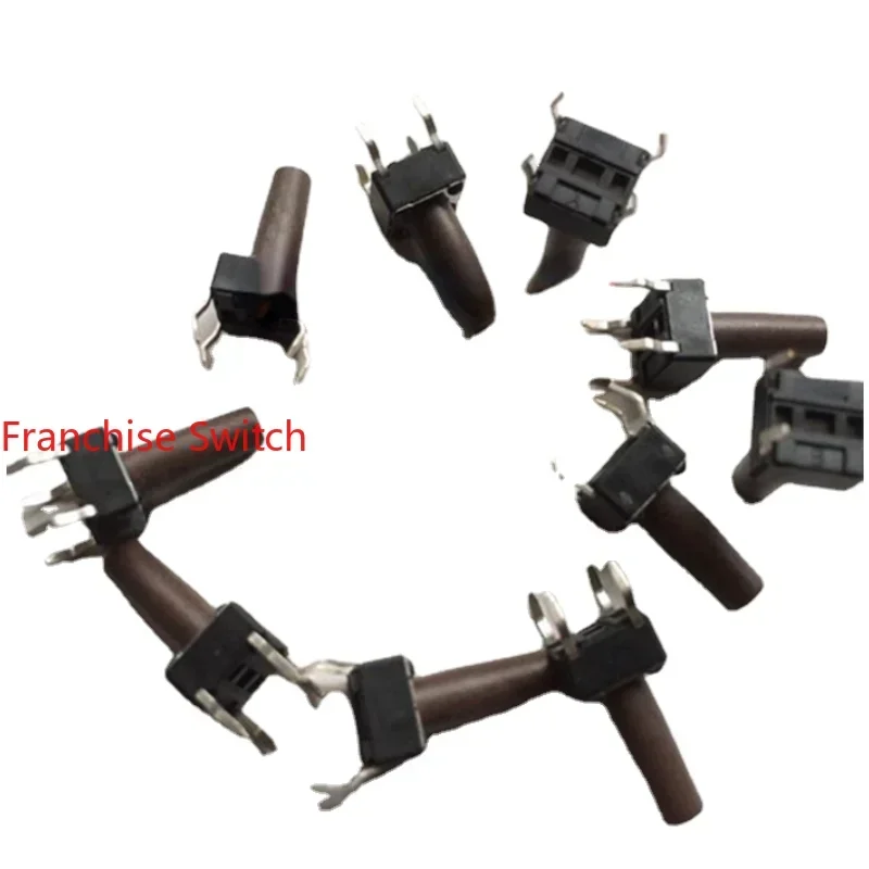 10PCS DTS-66N-V Light Touch Switch Microswitch Vertical 4-pin Jog 6*6*13MM Brown