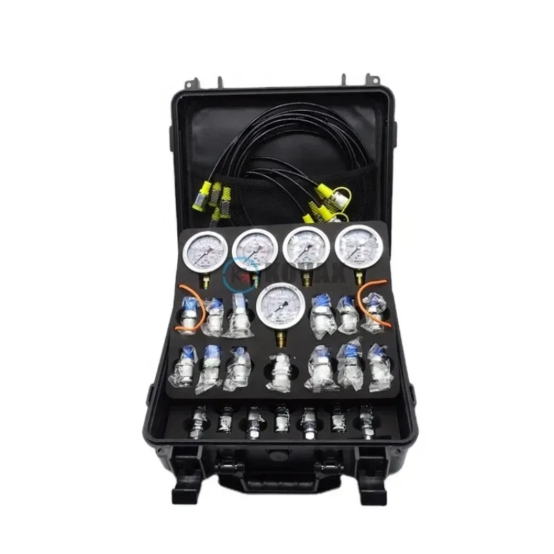 Hydraulic Pressure Test Kit with 5 Gauges 5 Test Hoses 13 Couplings 14 Tee Connectors