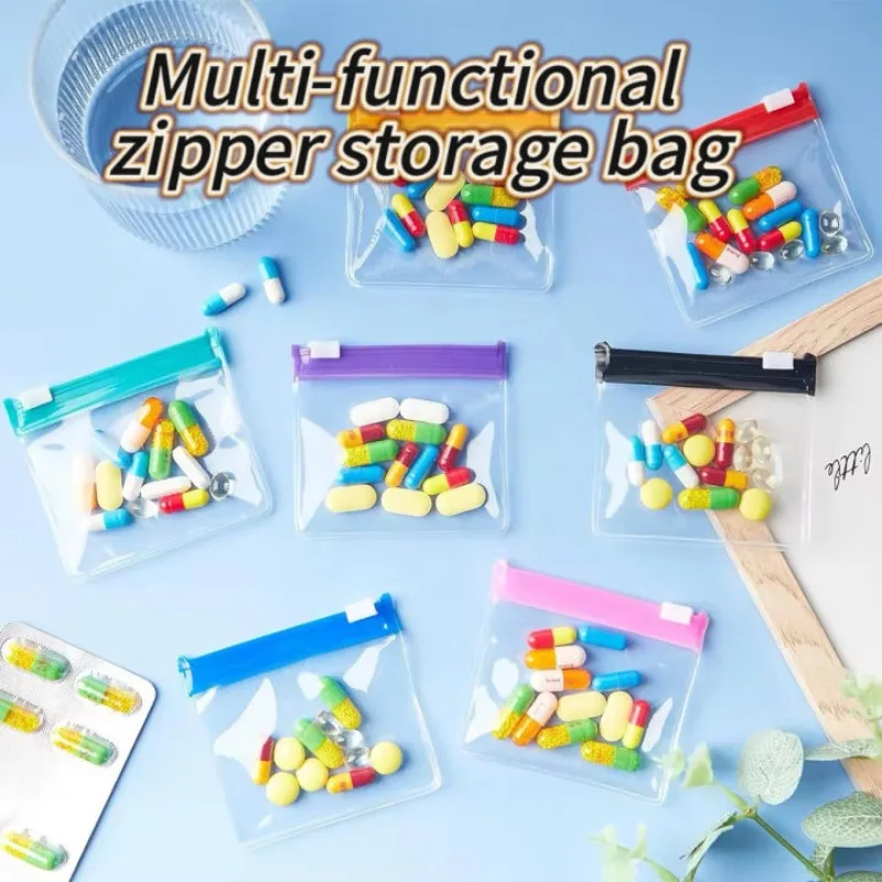 Reusable Pill Pouch Set with Slide Lock Translucent Medicine Organizer Self Sealing Medicine Bags for Pills Storage Accessories
