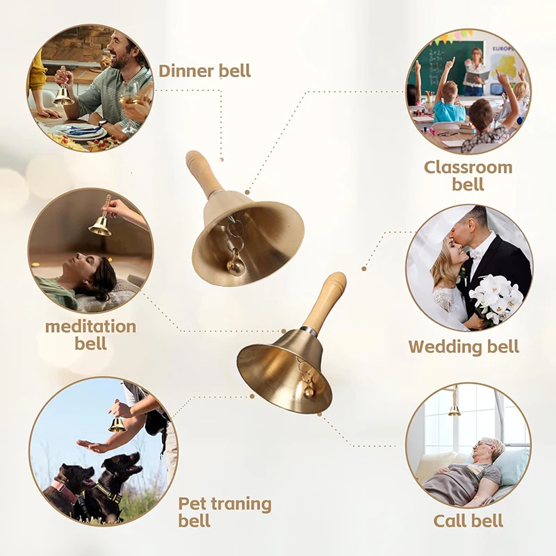 超大音量のハンドベル、家庭の高齢者向けの真鍮製呼び鈴、動物の訓練、ディナーパーティー、瞑想用
