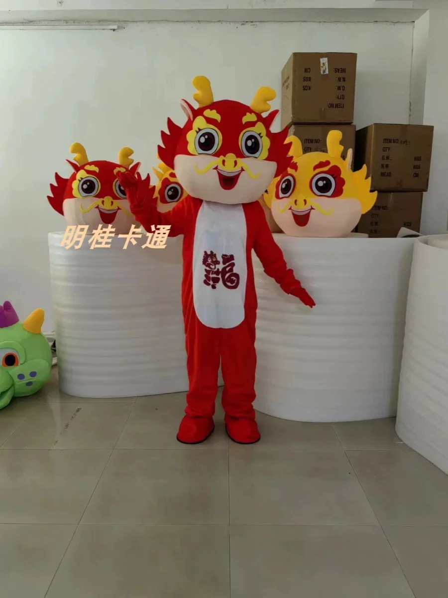 Christmas Smiling Dragon Mascot Costume Giant Inflatable Suit Furry Dragon Blow Up Outfit For Events Party No Battery