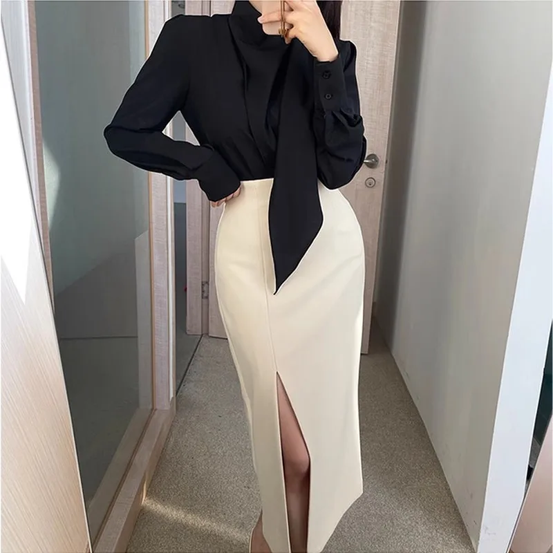 Split-Anzug-Hüftrock für Damen, Frühling und Sommer, neuer Temperamentrock mit hoher Taille, kleiner Mann, ganz breit und leicht elastisch, schlank