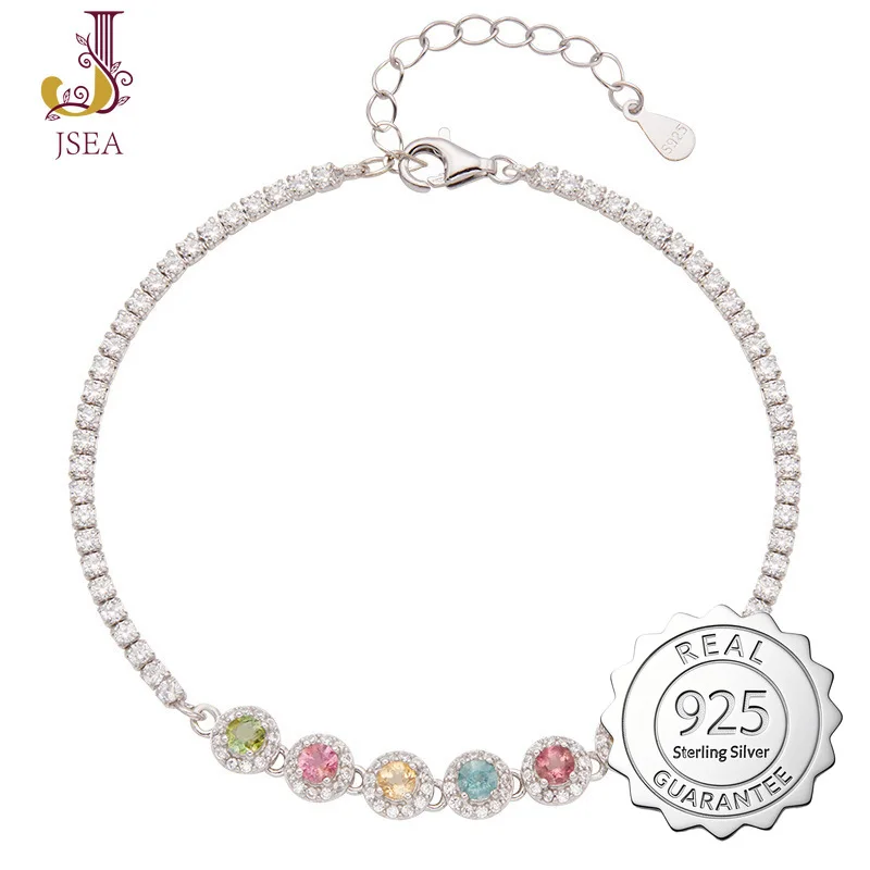 

Fashionable S925 Silver Bracelet for Women - Natural Topaz Colorful Gemstone