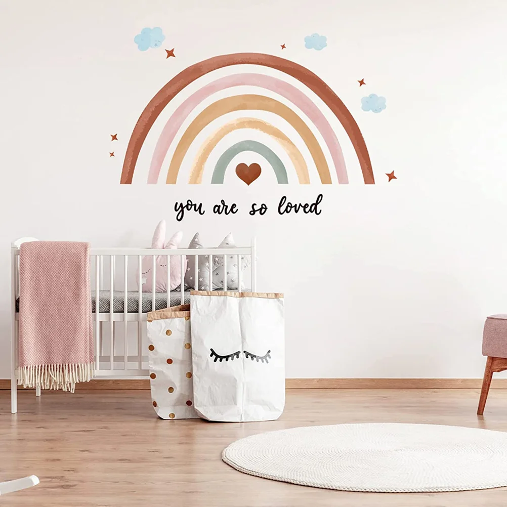 Boho Big Rainbow Wall Sticker Bedroom Decal for Girls Decor Stickers Home Living Wallpaper Bohemia