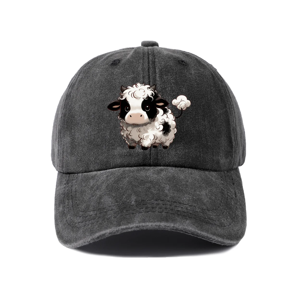 Panda Heart Illustration Graphic Vintage Washed Baseball Cap, Adjustable Unisex Dad Hat, Weekend Gift