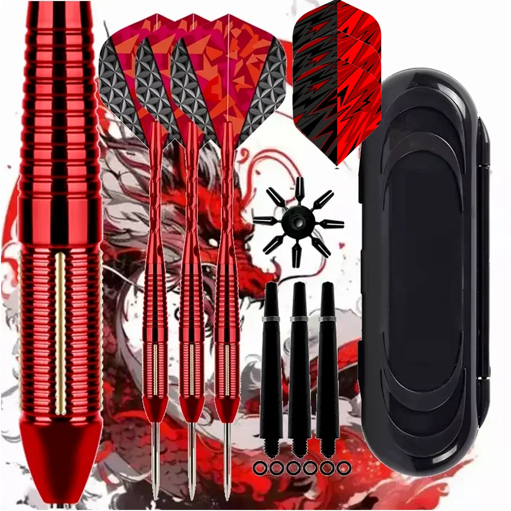 

22g Professional Dart Set 3PCS Steel Tip Darts Flights Anti-Fall Hard Dart Pure Copper Dart Flying Red Christmas Gift