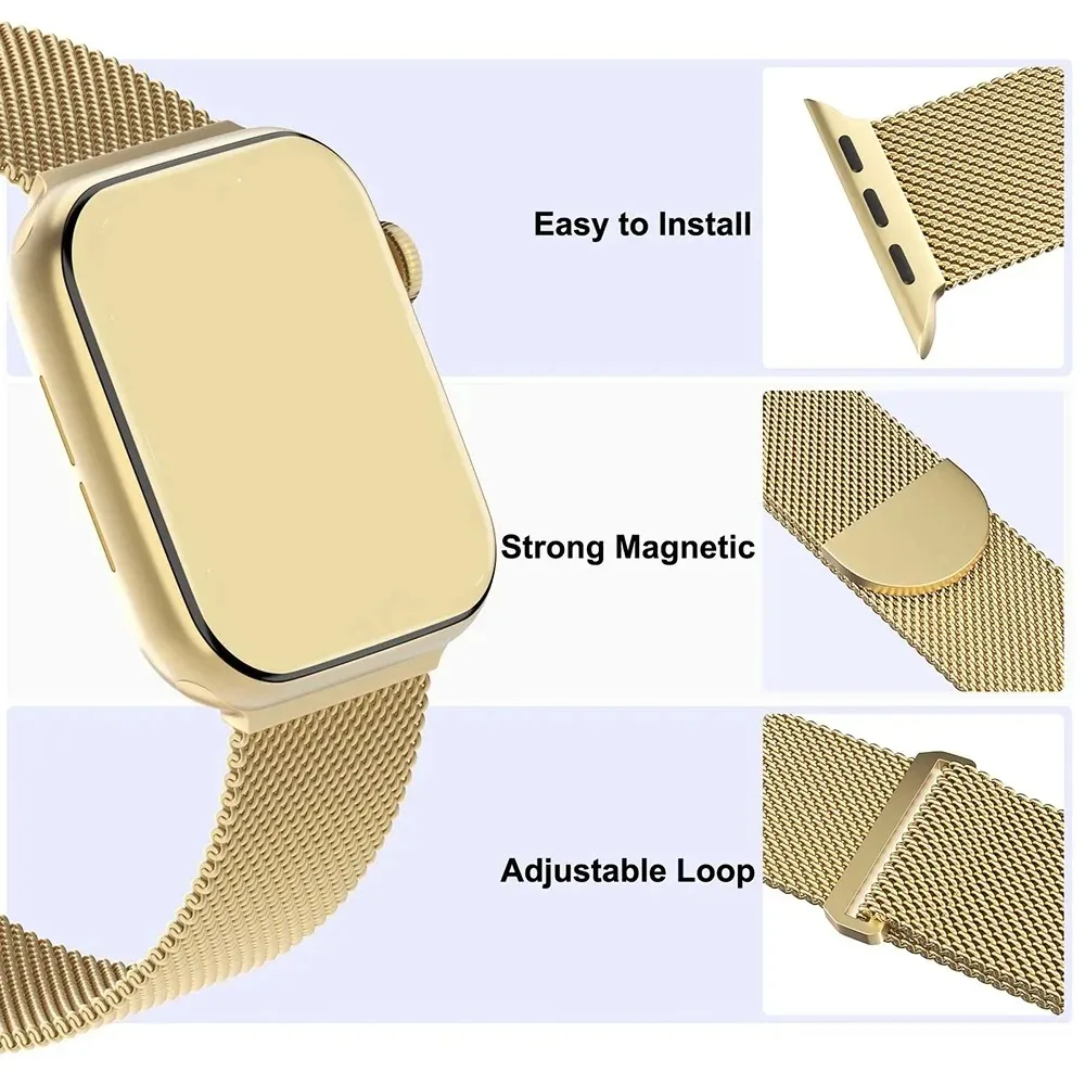 Half Round Milaness Strap for Apple Watch Ultra Band 49mm 46mm 45mm 44mm 42mm Magnetic Bracelet for iWatch 11 10 9 8 7 6 5 4 SE