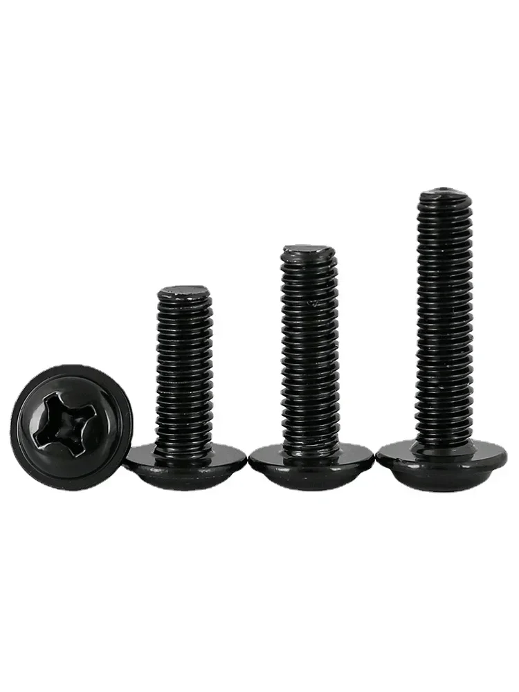 200pc M4 304 A2 Stainless Steel PWM DIN967 Cross Phillips Pan Round Truss Head With Washer Padded Collar Screw Bolt L=4-22