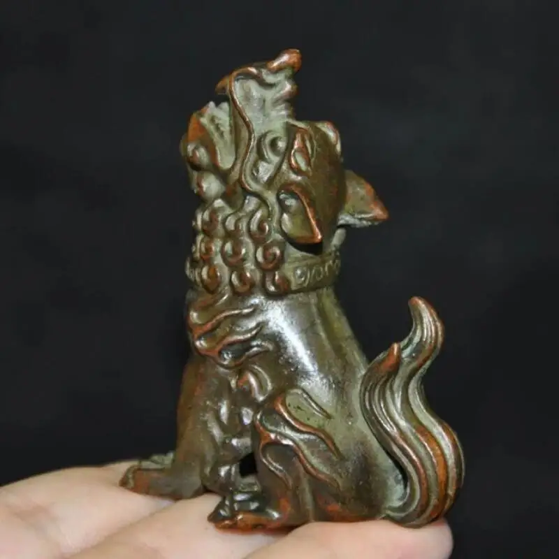 Old China Bronze Pixiu Beast Statue Feng Shui Lucky Wealth Guardian Animal Spirituality Desktop Collectible Ornament