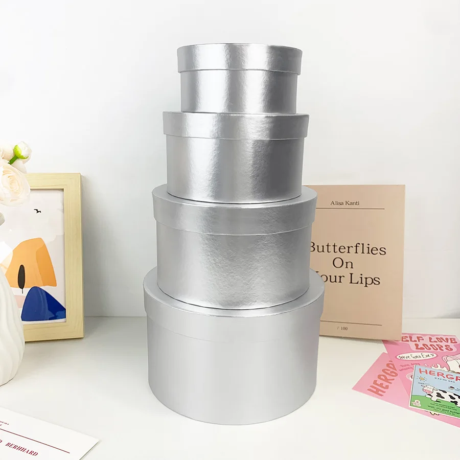 

4PCS Sliver Gift Packaging Box Multi-Size All-In-One Gift Cardboard Box with Lid for Party Wedding Birthday Large Storage S020