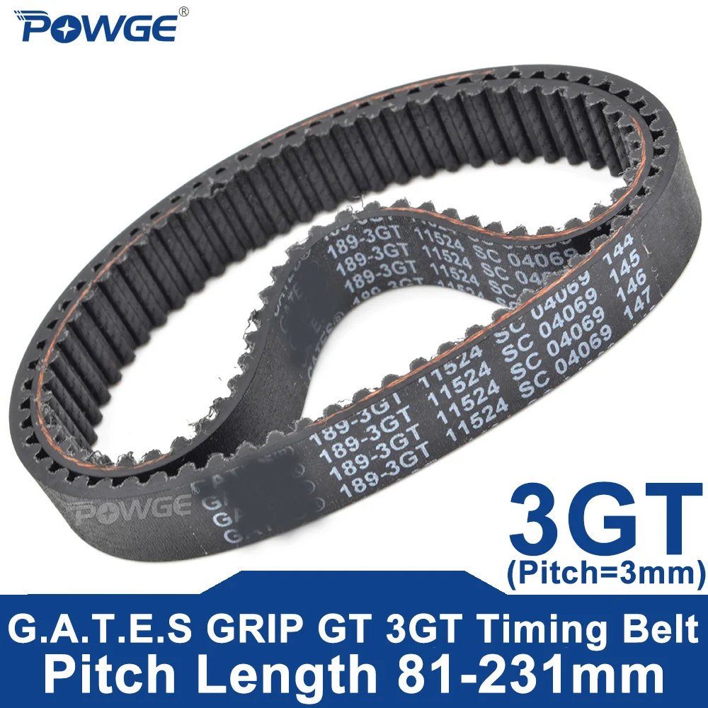 POWGE 3GT Timing belt Lp=81-231mm 93 102 105 108 111 114 117 120 123 126 129 132 135 138 141 144 147 150 156 159 162 168 174 177