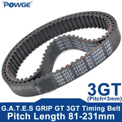 POWGE 3GT Timing belt Lp=81-231mm 93 102 105 108 111 114 117 120 123 126 129 132 135 138 141 144 147 150 156 159 162 168 174 177