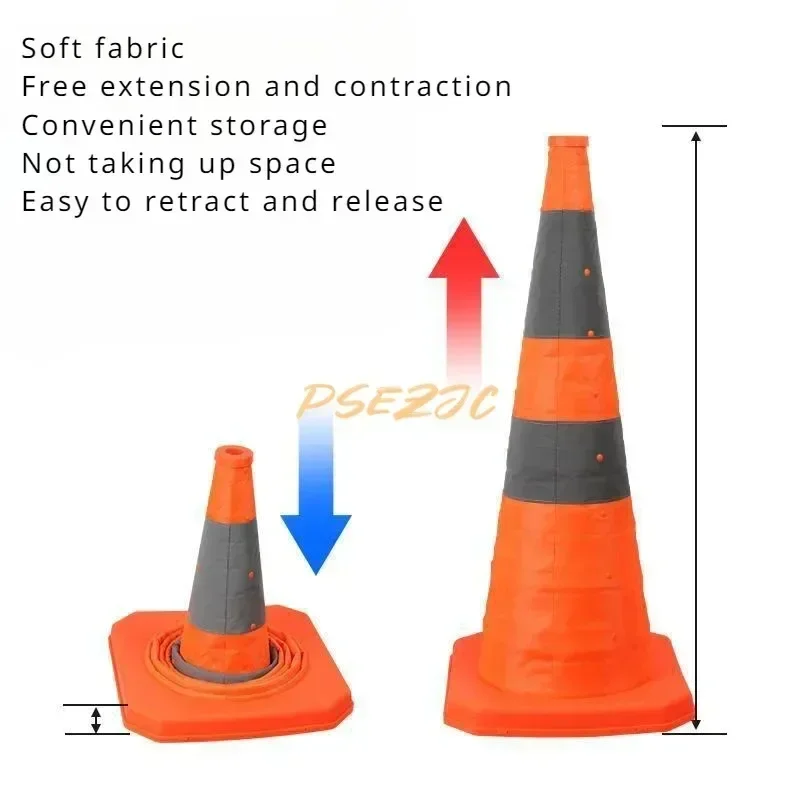 Traffic Emergency Convenient Telescopic Road Cone Reflective Circular Foldable Pointed Obstacle Safety Warning
