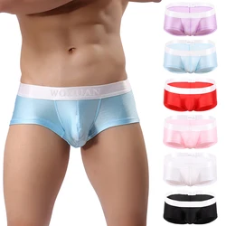 Brand Man Sexy Silk Slips Boxers Shorts Underwear Male Bulge Pouch Trunks Panties Underpants boxer hombre men