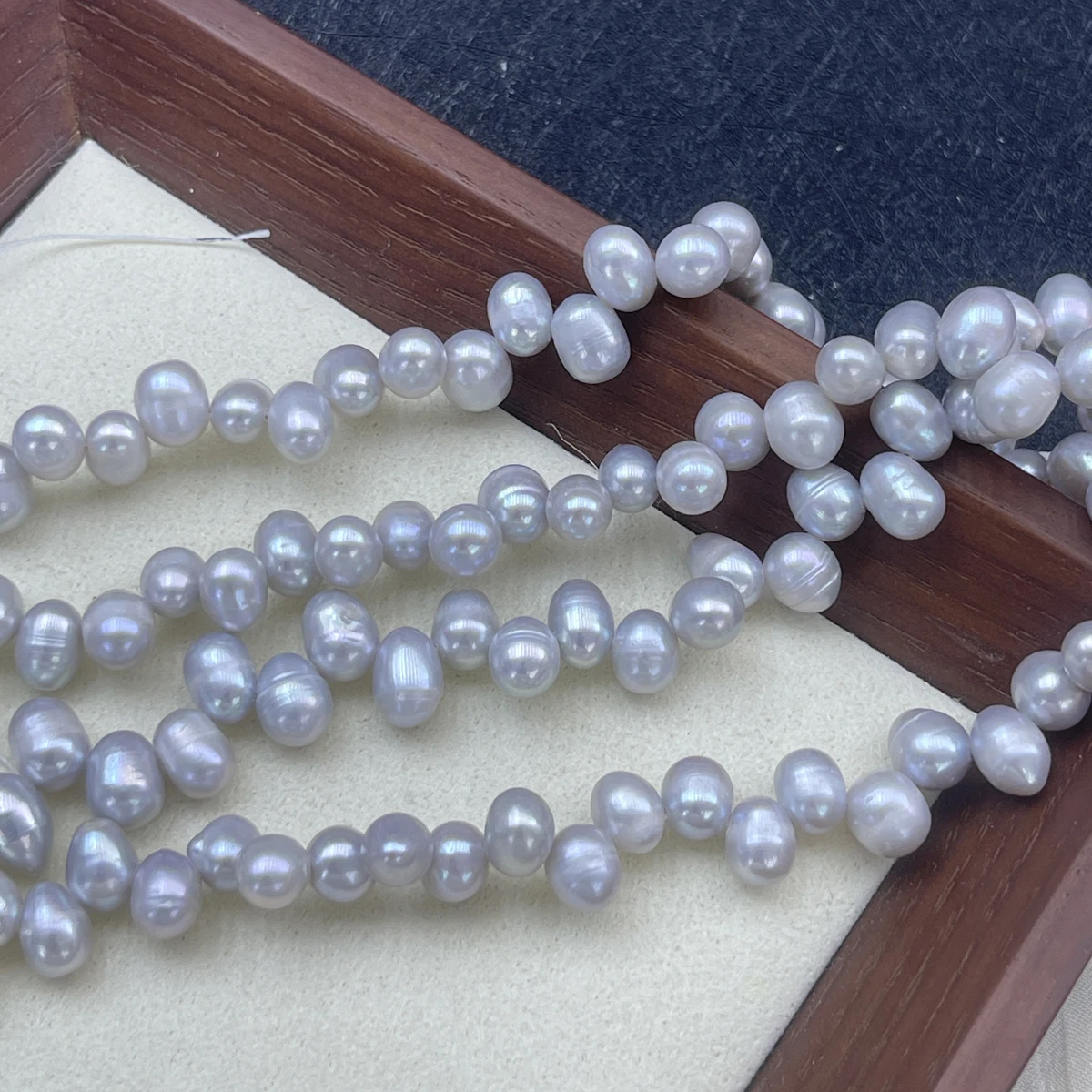

6-7mmAAAA Fine Natural Freshwater Pearl Gray Three Seven Hole Loose Bead Jewelry Making DIY Necklace Bracelet Women Wedding Gift