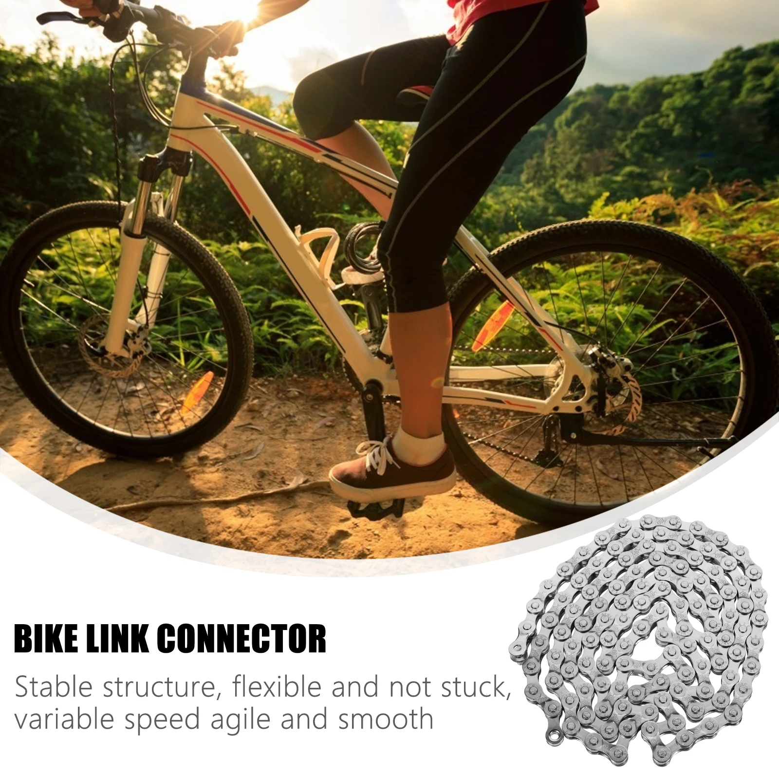 

Bicycle Carbon Steel Electroplating Cycling Chain Durable Reusable Bike Link Connector Metal Change Chain Practical Bike