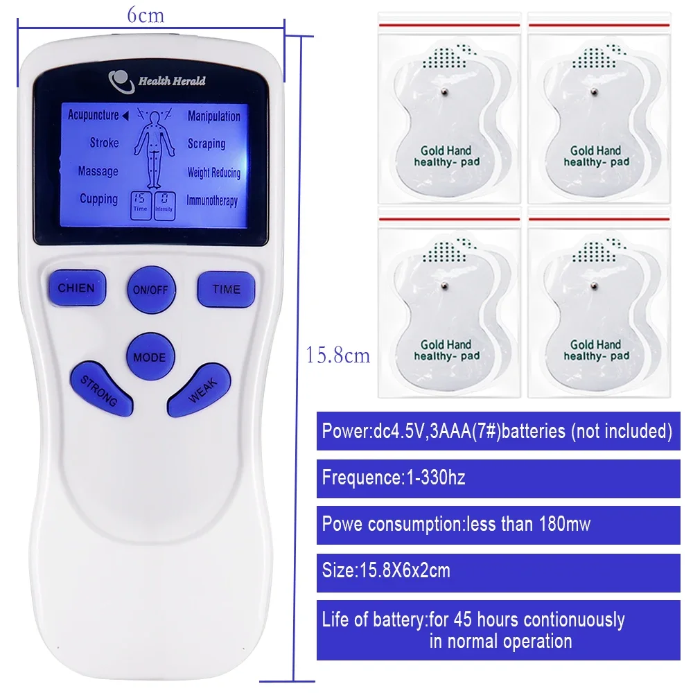 8-Modus Elektrischer EMS Muskelstimulator Akupunktur TENS Elektrostimulations-Massagegerät Digitaler Massage-Impuls Elektrostimulator – Detail 5