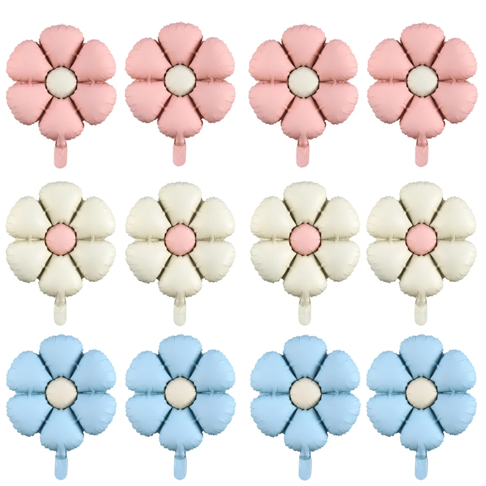 5/10pcs 19inch Matte Candy Daisy Balloon Pink Blue Cream White Daisy Foil Helium Balloon Birthday Baby Shower Wedding Party Deco