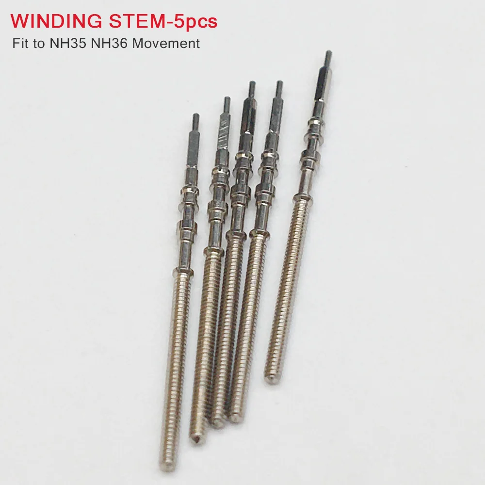 5pcs NH35 NH36A Winding Stem Modification Replacement Parts Genuine Spare Stem Suit for NH35A Automatic Mechanical Movement