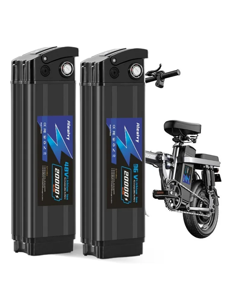 Aleaivy 36 V/48 V 10Ah 12Ah 16Ah 20A Zilveren Vis verwijderbare Lithium accu ingebouwde BMS Voor 250 W-1800 W Opvouwbare E-twee wieler - afbeelding 2