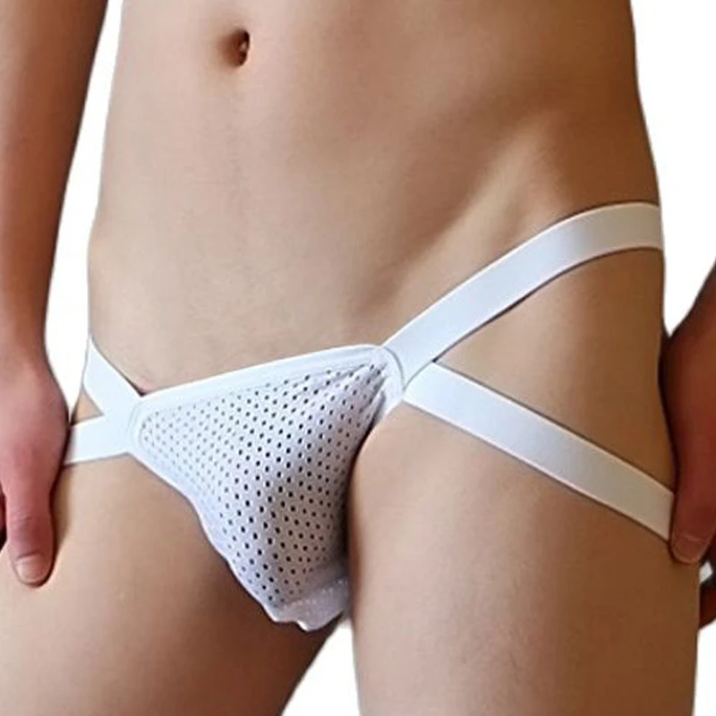 CLEVER-MENMODE Sexy Underwear Mens Jockstrap Tangas hombre G-strings Men Thongs Mesh Hollow Backless Erotic Penis Pouch T-back