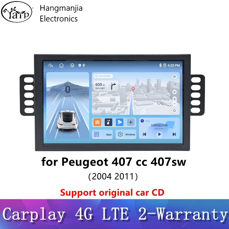 hangmanjia Android 13 Car Radio for Peugeot 407 cc 407sw 2004-2011 Car Multimedia Stereo Auto Radio GPS Carplay  DVD no 2din