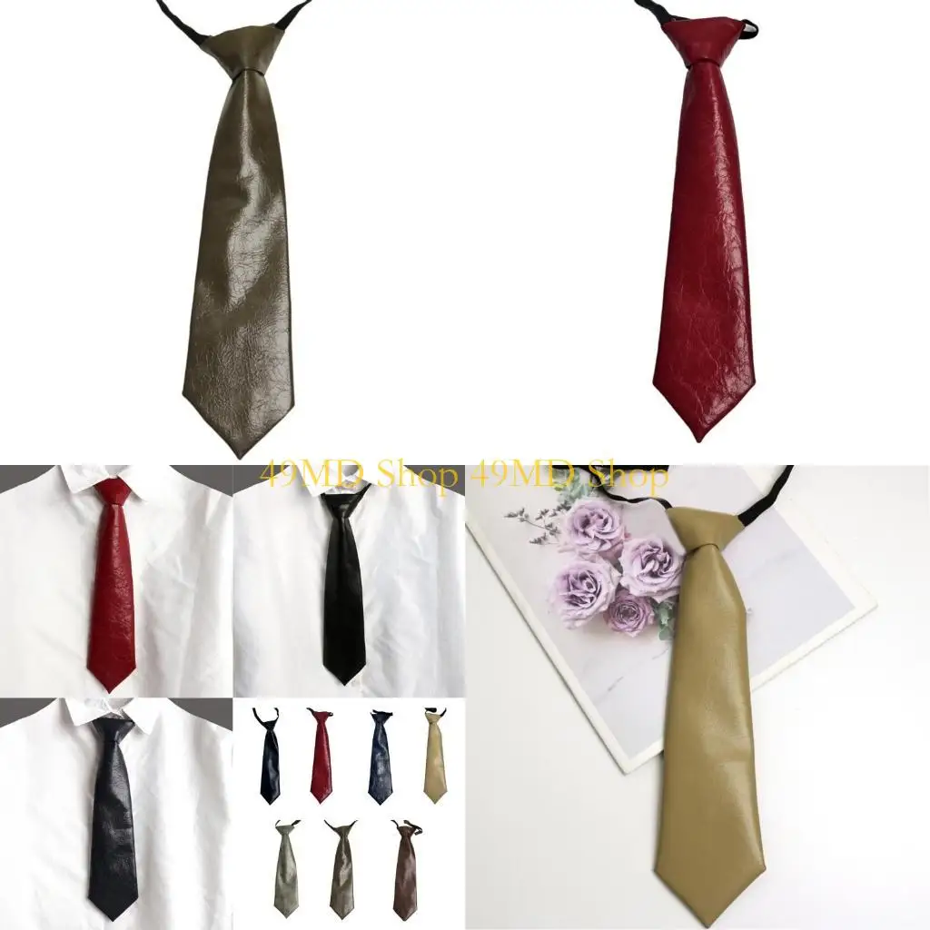 49md-harajuku-tie-women-men-student-uniform-faux-leather-color-pre-tied-necktie