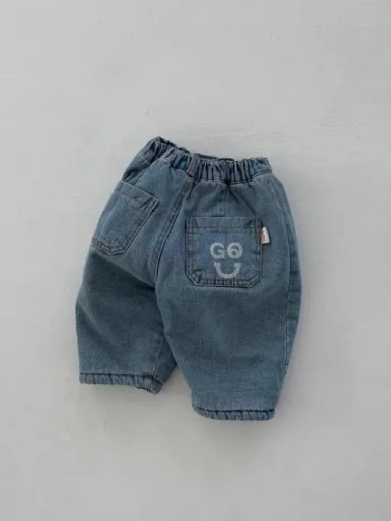 2024 Winter New Baby Plus Velvet Thick Denim Trousers Children Windproof Warm Casual Pants Infant Jeans Boys Girls Harem Pants