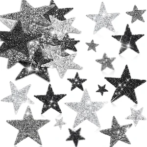 4PCS Iron on Patches Star Appliques Rhinestone Star Patches Glitter Star Patches Appliques for Clothing Jeans Repair Decoration
