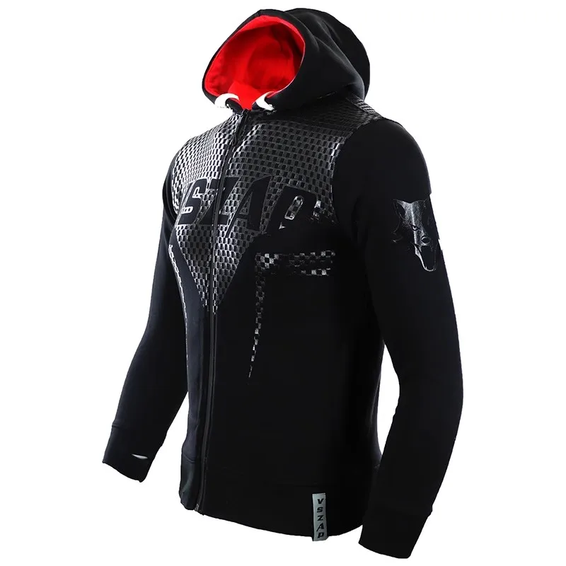 VSZAP MMA Rock Hoodies winter jacket long sleeve hooded Sweatshirt kickboxing combat Stitching Printed fish scales