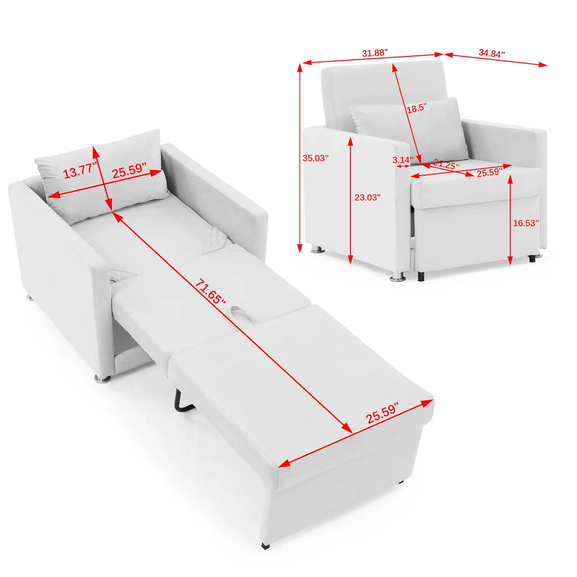 Sofá Convertible para dormir, silla tapizada con acento, sala de estar cama para, terciopelo-azul