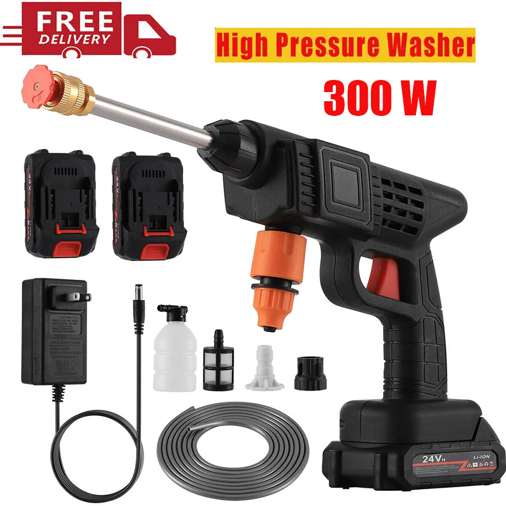 300W 30Bar Cordless High Pressure Car Washer Spray Water Gun 12000mAh Battery F…