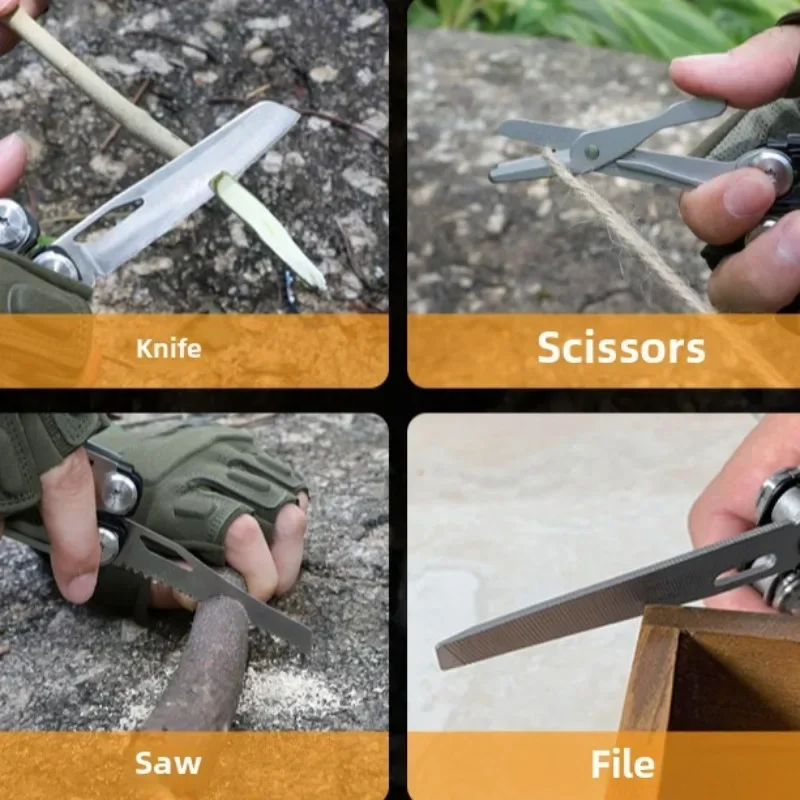 كماشة معدنية متينة متعددة المهام مع شفرة حادة قطع الأسلاك المفكات مقص أداة متعددة الوظائف للتخييم في الهواء الطلق والمشي لمسافات طويلة #5