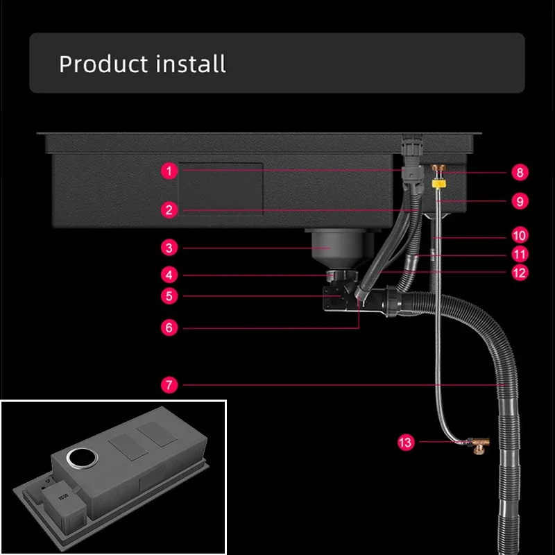 ASRAS New Large Size Nanometer Waterfall Faucet Kitchen Sinks 4mm Panel Handmade Kitchen Sinks Cup Rinser Sinks