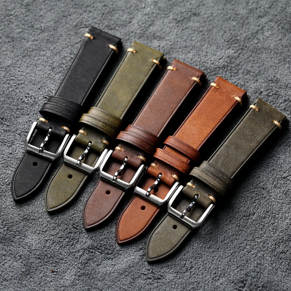 

Мужской браслет ручной работы из итальянской коровьей кожи в винтажном стиле 18, 19, 20, 21, 22 мм, черный, коричневый, серый, зеленый, браслет из натуральной кожи