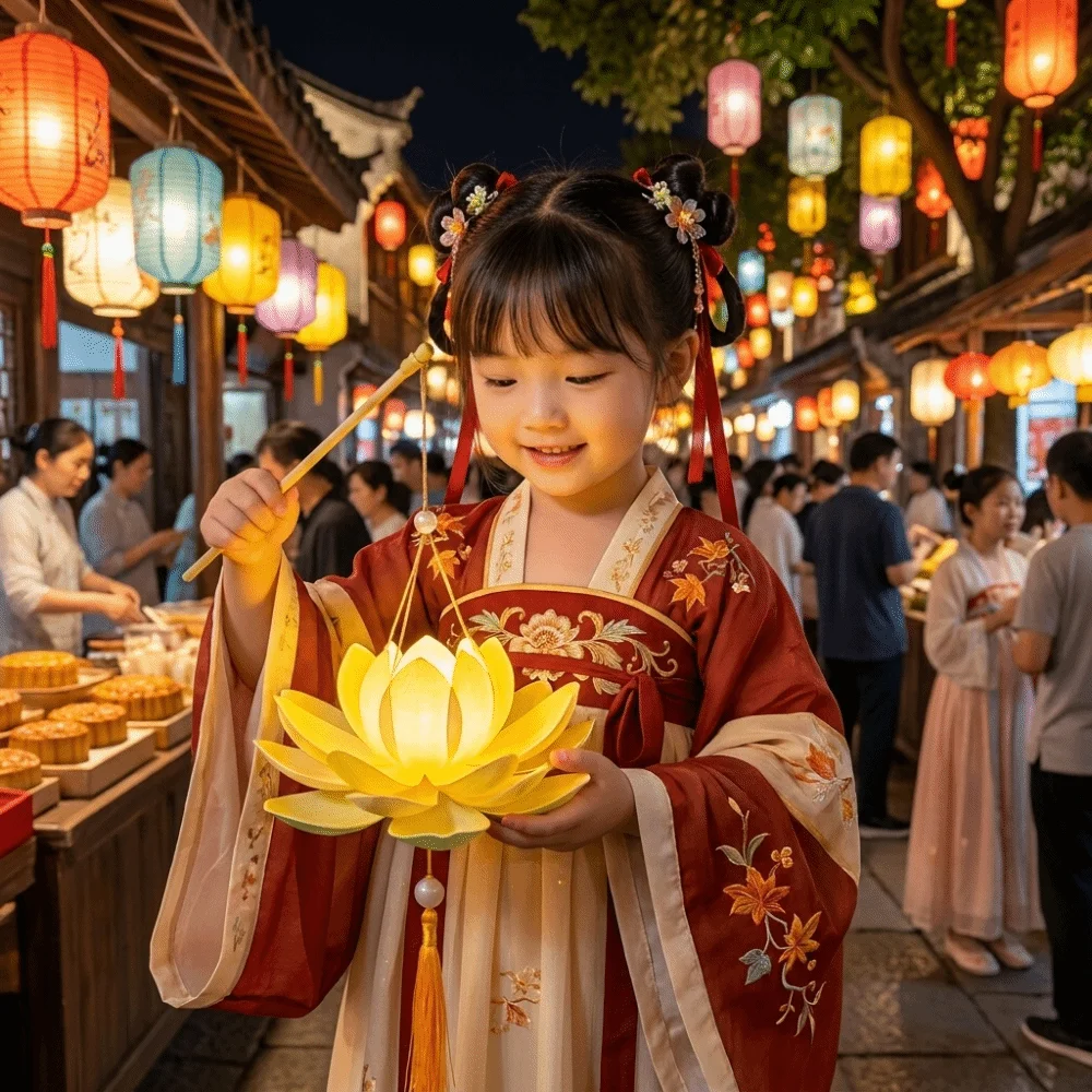 Ancient Style DIY Lotus Lamp Material Kit Elegant Design Handmade Hand-Held LED Light Portable Festive Decor