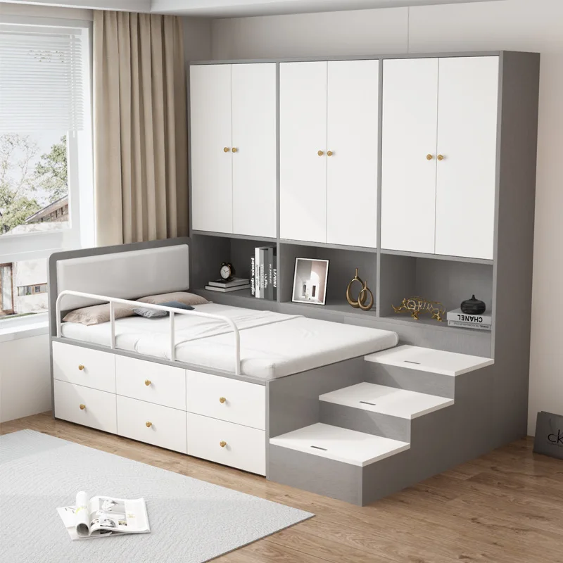 Half-height bed cabinet integrated combination, multifunctional single-person storage for small tatami apartments