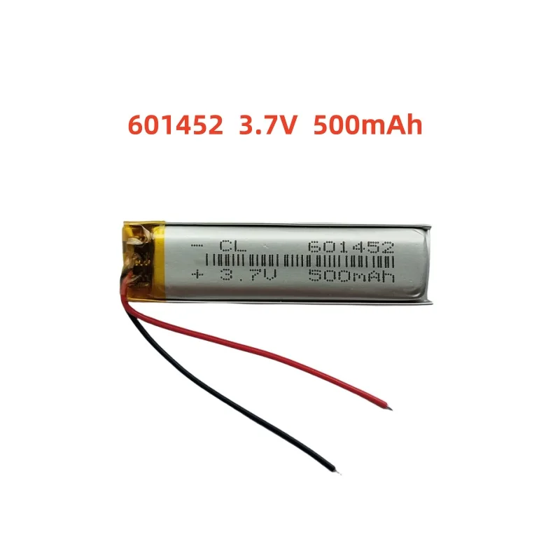 

3.7V 500mAh Li-Polymer Replacement Li Lipo Battery 601452 JST 2Pin 1.0/1.25/1.5/2.0/2.54mm Connector For GPS Camera LED