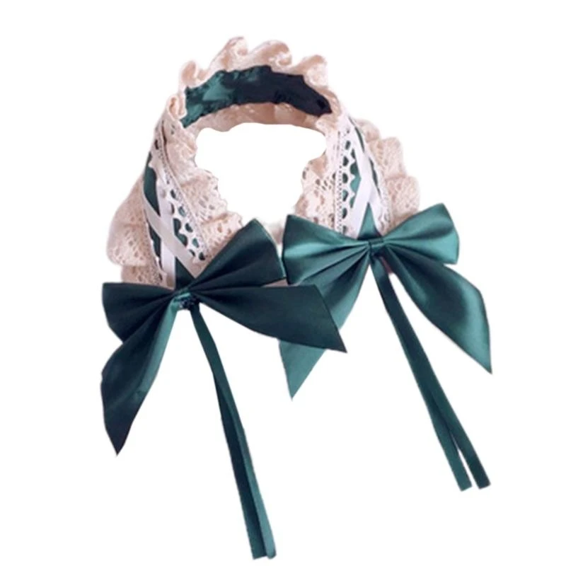 

Lace Ribbon Bowknot Headband Cosplay Headdress Japanese Sweet Hair Band Gif