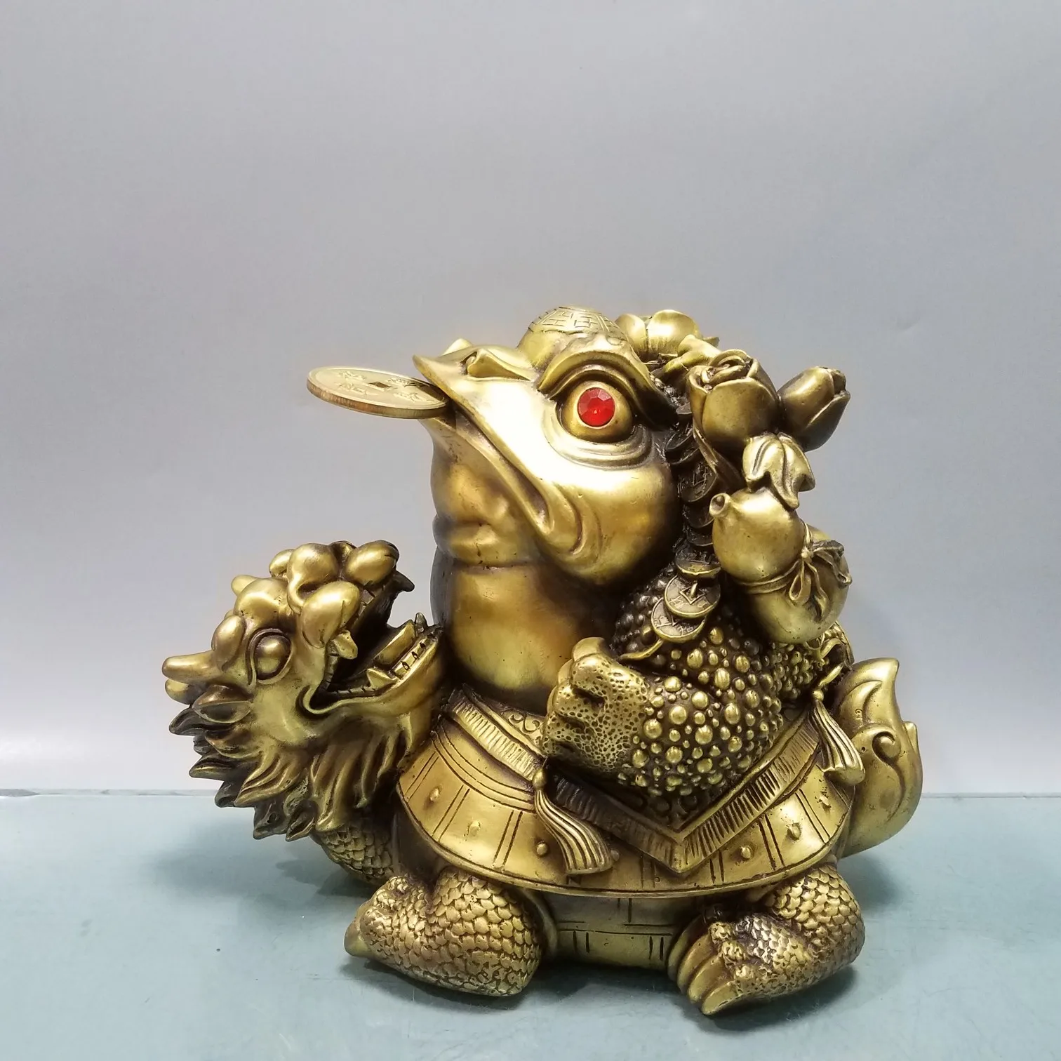 Brass Jin Chan Figurine Brass Home Decor Entryway Tea Table Living Room Exquisite Craftsmanship Sculpture Interior Decoration